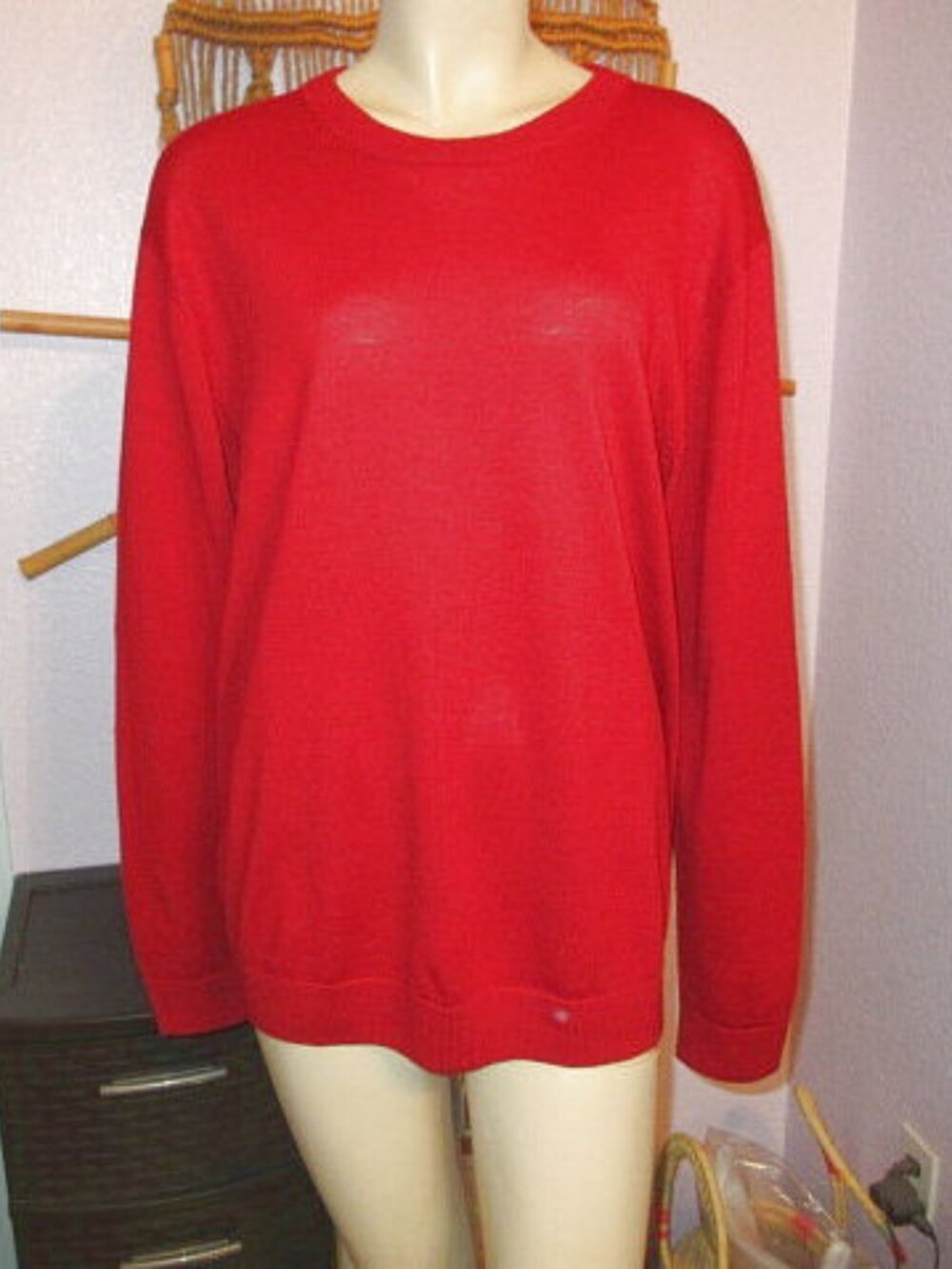 Turnbury Extra Fine Merino Wool Sweater Mens Size L Ribbed Preppy Red Pullover